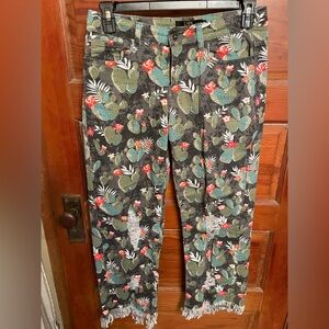 L&B Women’s Black Floral Cactus Print Jeans